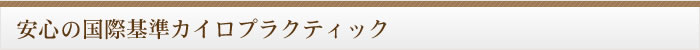 安心の国際基準カイロプラクティック